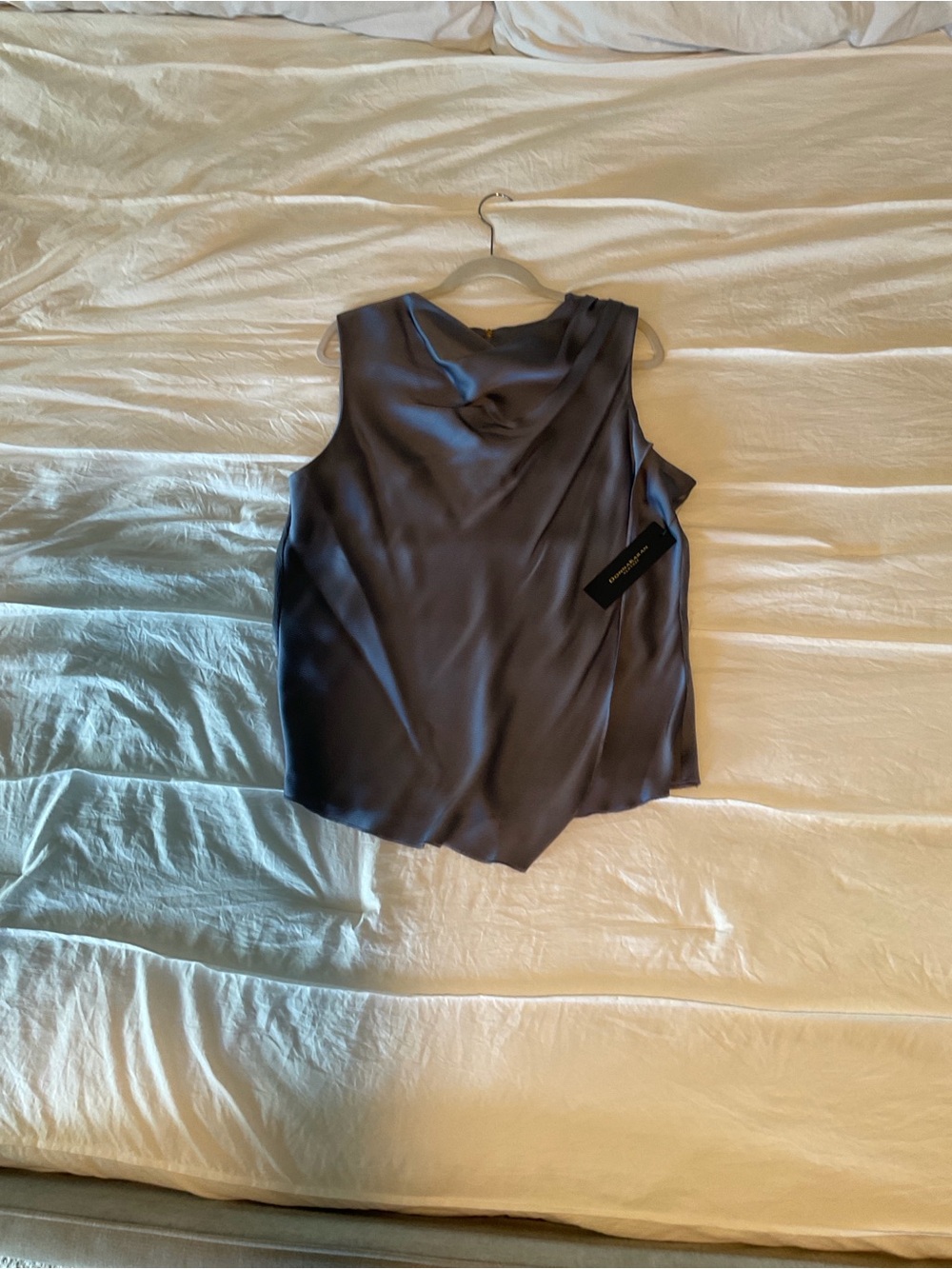 Donna Karan Sleeveless Draped Blouse - Slate Blue